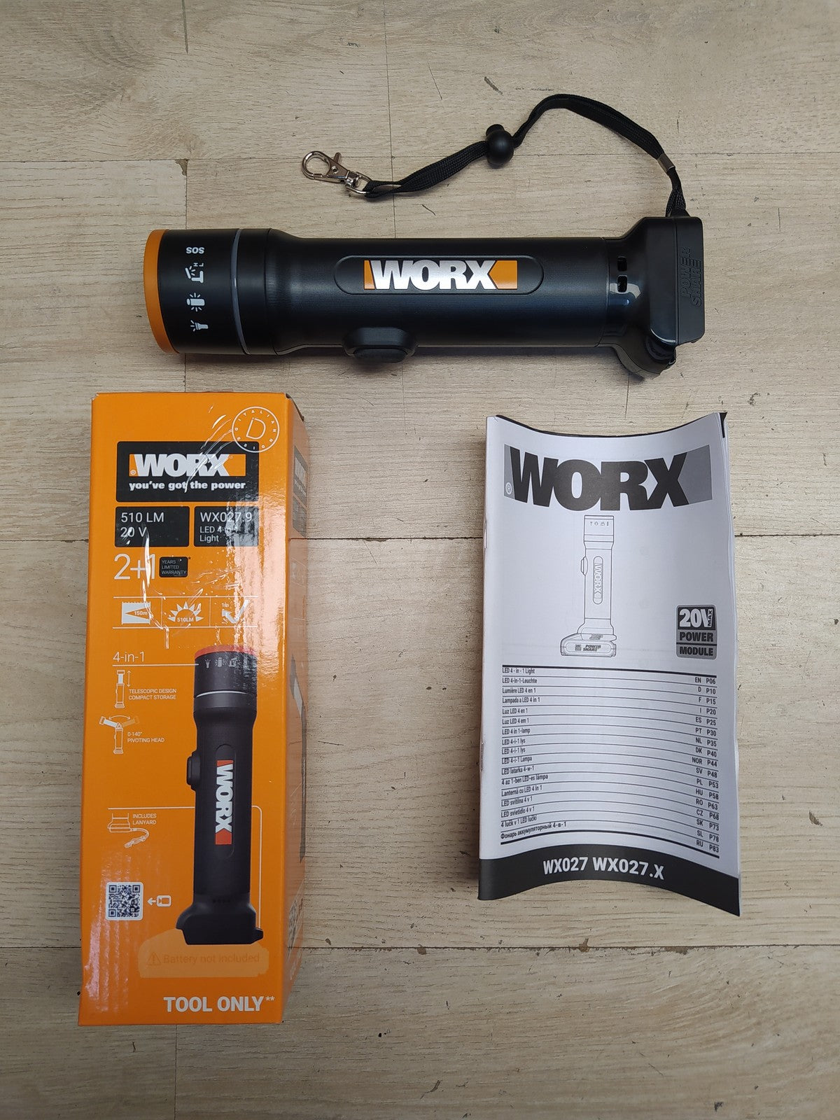 WORX WX027.9 LED Lampe 4-in-1 Solo, 20V, I38532