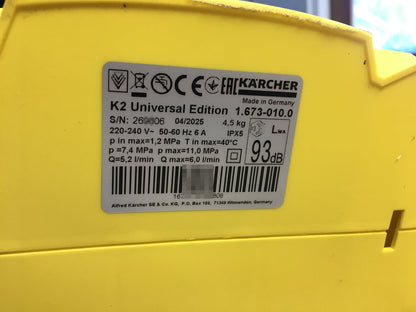 Kärcher K 2 Hochdruckreiniger Universal Edition 1.673-010.0 110 bar 360 l/h