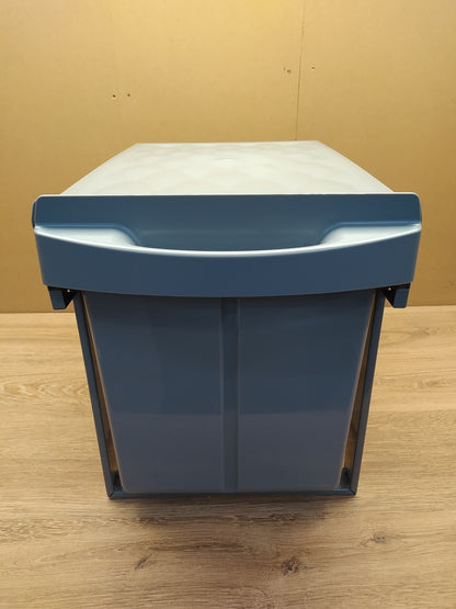 Relaxdays 10031545 Einbaumülleimer 2-fach, ausziehbar, 2x 20 l, grau, I39381