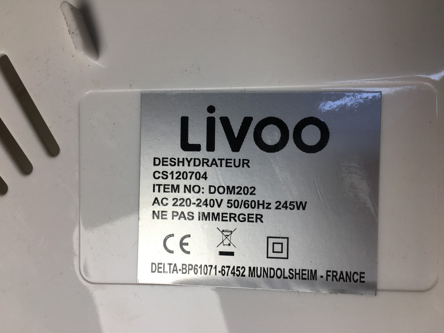 Livoo CS120704 5-Tablett-Dörrgerät für Obst und Gemüse DOM202, I35857