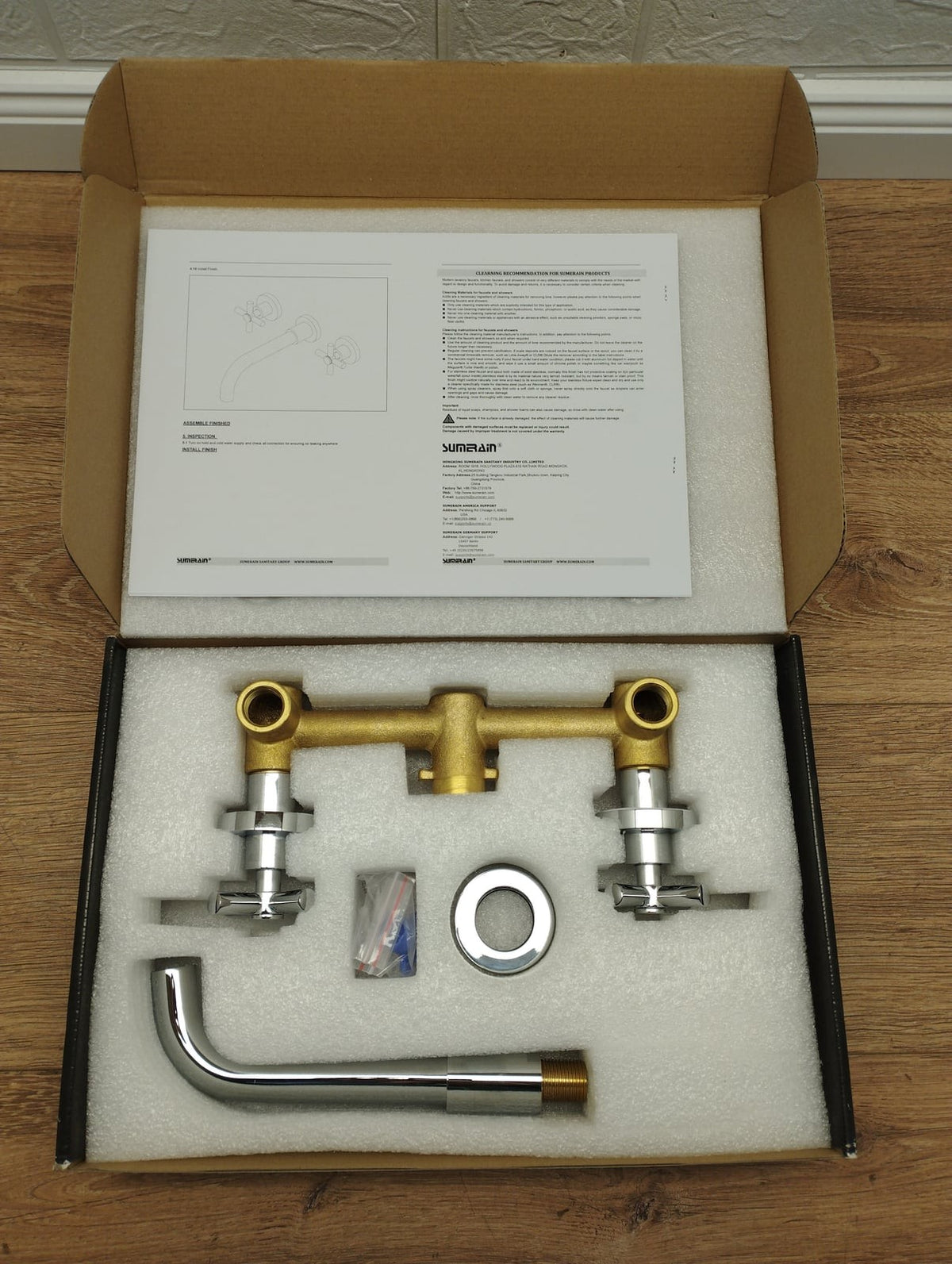 SUMERAIN SE1386CI Waschtischarmatur Chrom, Wasserhahn, Wandmontage