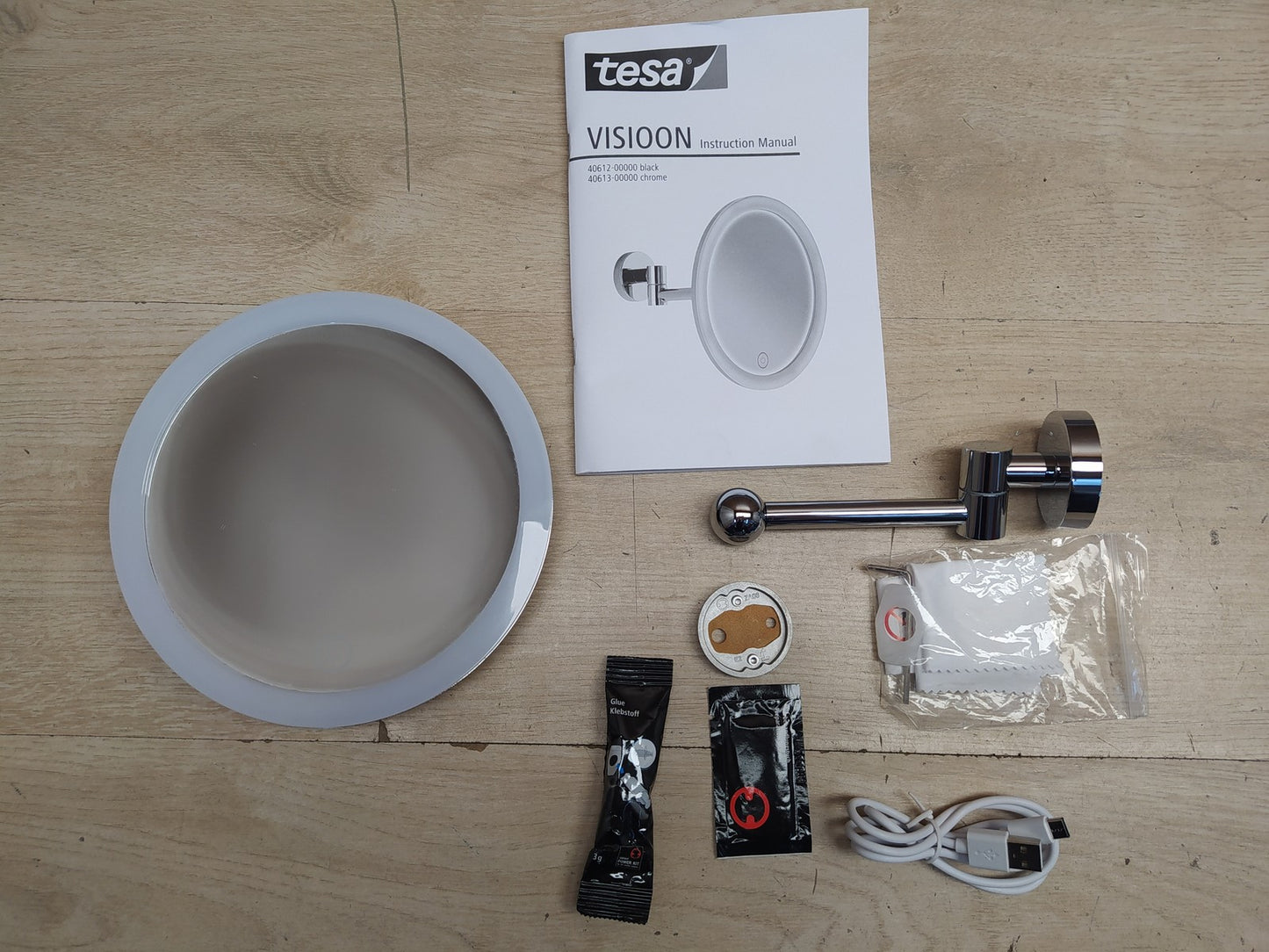 tesa VISIOON LED-Kosmetikspiegel, kabelloser Schminkspiegel, I38483