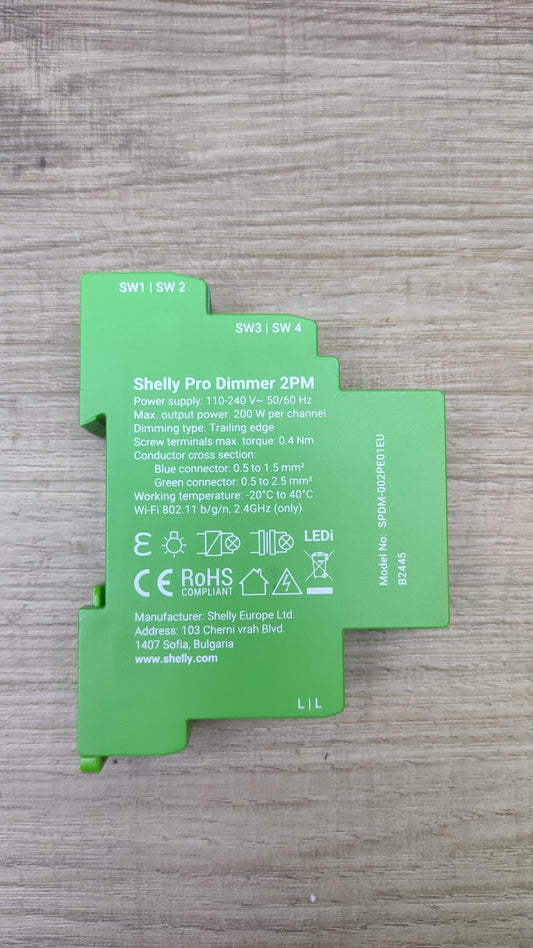 Shelly Pro Dimmer 2PM 2-Kanal-DIN-Hutschienen-Smart-Dimmer, I40608