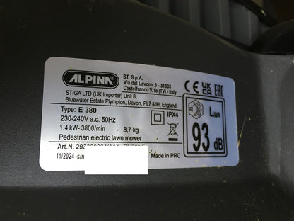 Alpina BL 380 E Elektric Rasenmäher 1400 W Schnittbreite 38 cm, I35327