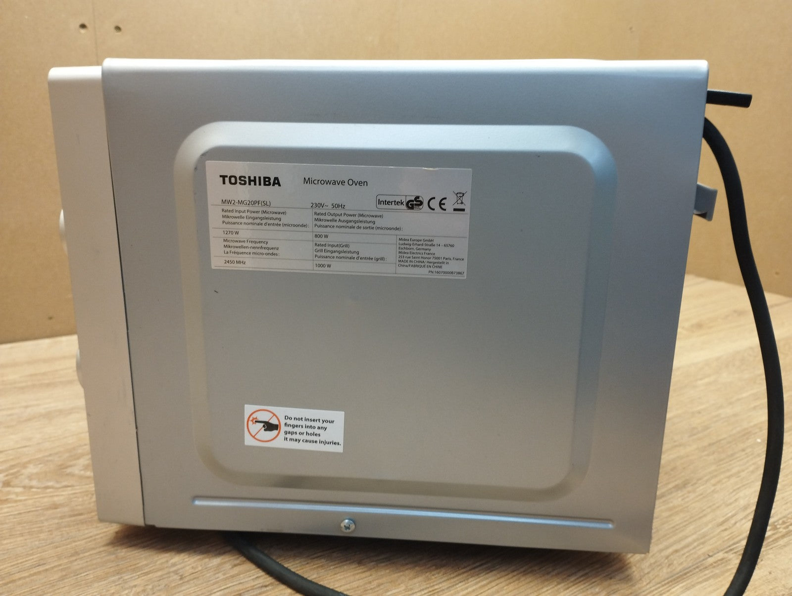 Toshiba MW2-MG20PF(SL) Mikrowelle mit Grill 20L 800W I39819