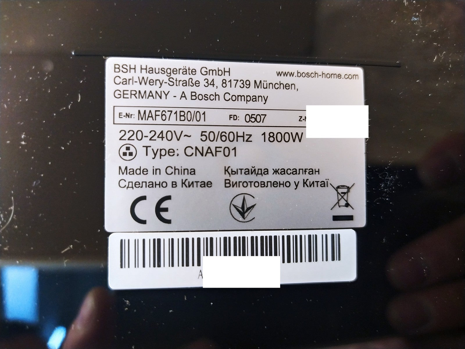 Bosch MAF671B0 Heißluftfritteuse, 7,2L, I39391