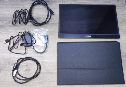 KUMK tragbarer Monitor 15" FHD 1920x1080 IPS HDMI USB-C Lautsprecher schwarz