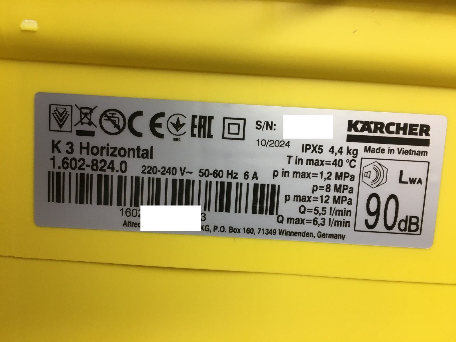Kärcher 1.602-824.0 Hochdruckreiniger K 3 Horizontal, max. 120 bar, I37891