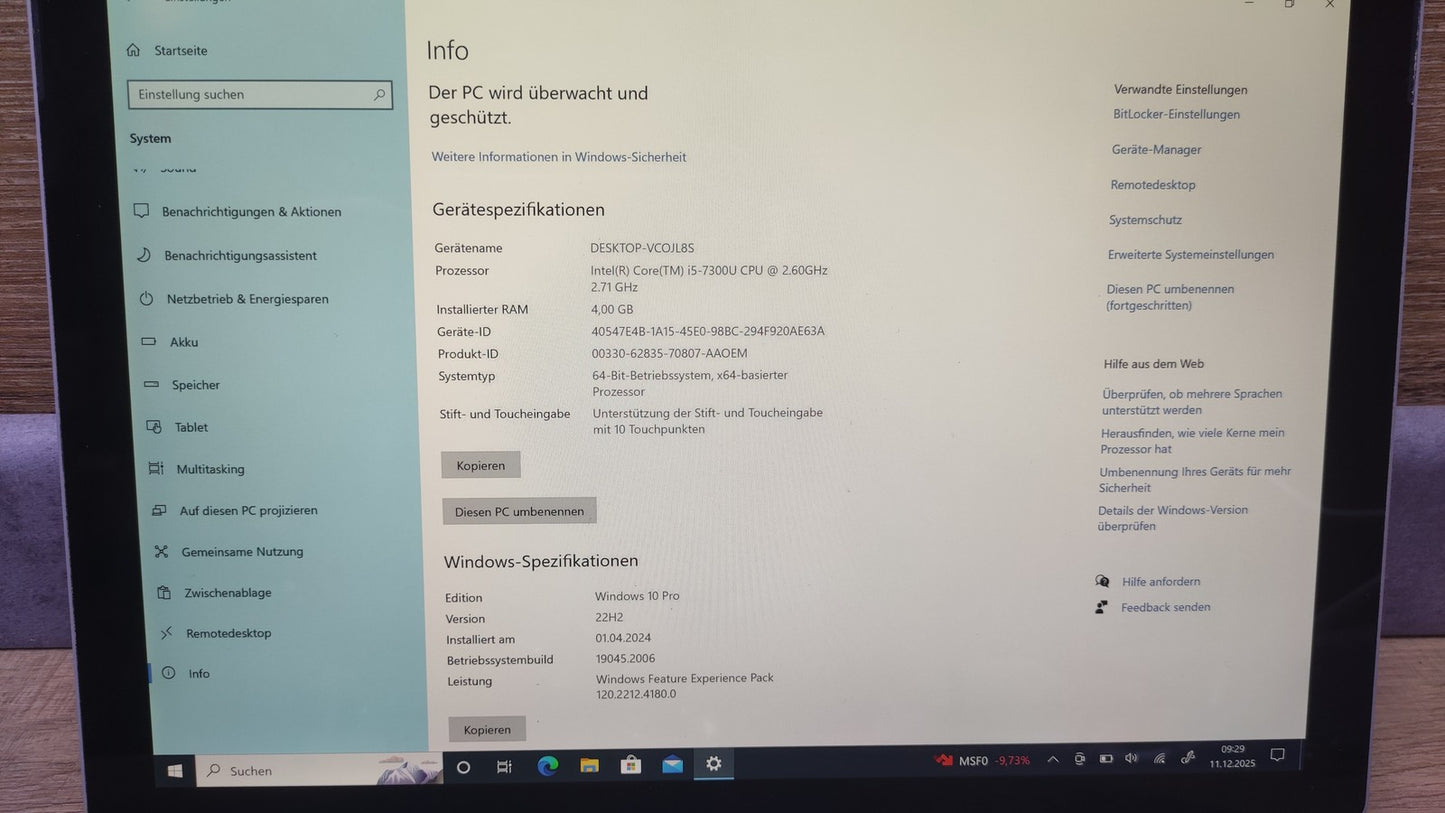Microsoft Surface Pro 5 Windows Tablet 2736x1824 i5-7300U 4GB 128GB LTE M1807