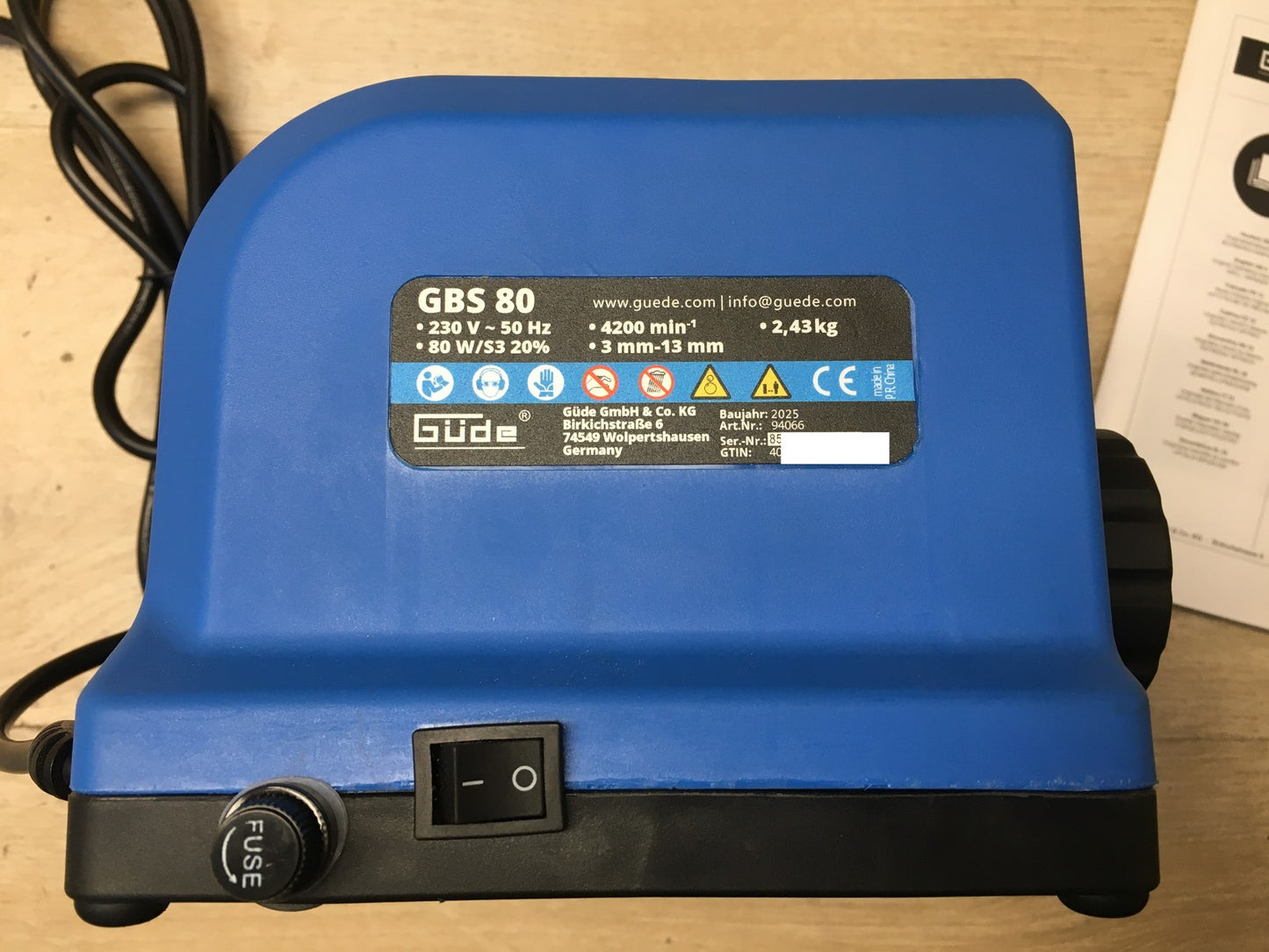Güde 94066 Bohrerschärfgerät GBS 80, 80 W, Motordrehzahl 4200 1/min, I37951