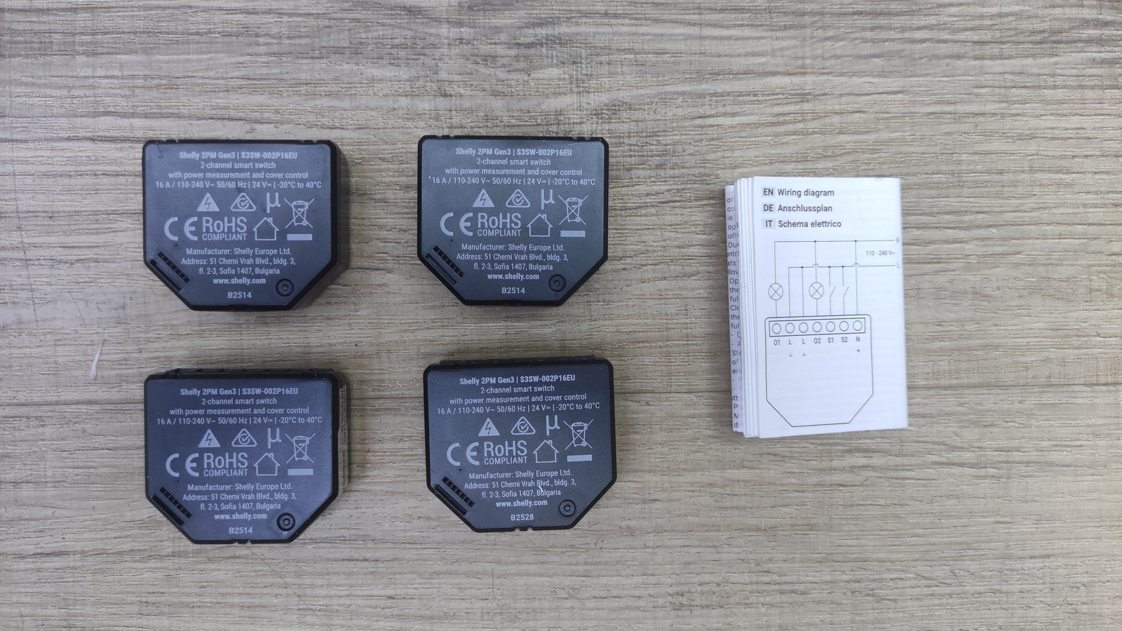 Shelly 2PM Gen3 WLAN Smart Relais Schalter, Rolladenschalter, 4 Stück, I38954