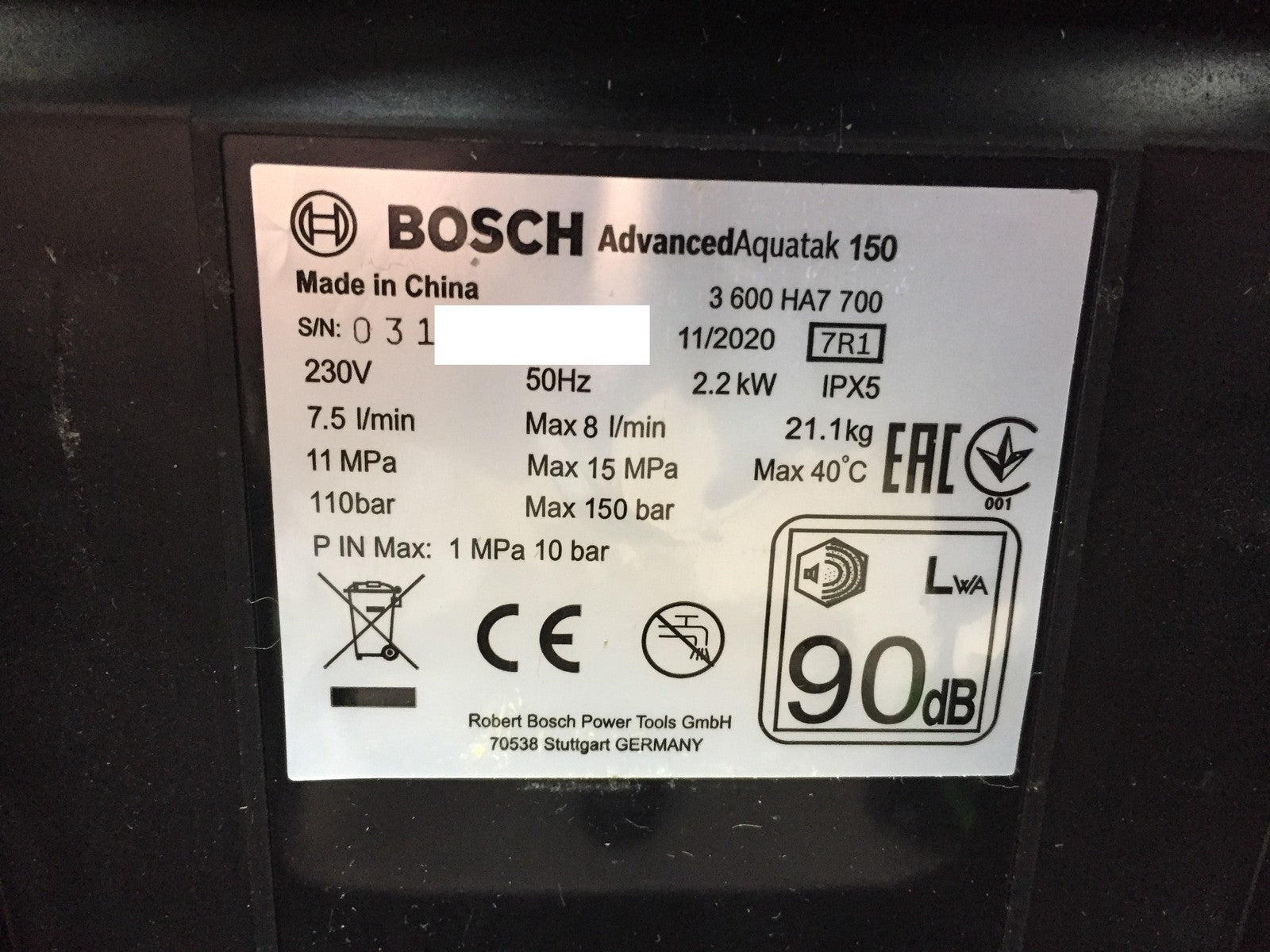 Bosch DIY AdvancedAquatak 150 Hochdruckreiniger 2.2kW 06008A7700, I33406