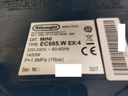 De'Longhi EC 685.W Kaffeemaschine, 1350W, weiß, I39563