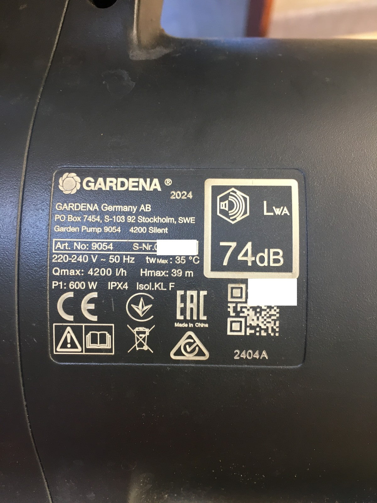 Gardena Gartenpumpe 4200 Silent (9054-20), Fördermenge 4200 l/h, 600 W, I39928