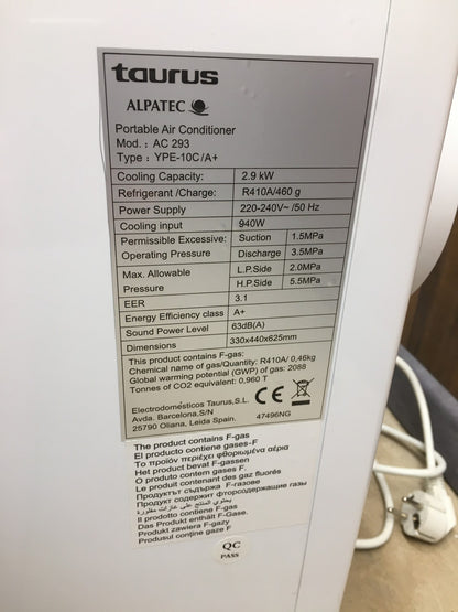 Alpatec Taurus AC 293 Mobile Klimaanlage Fernbedienung 2,9 kW EEK: A+ I39004