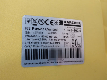 Kärcher K3 Power Control Home Hochdruckreiniger mit Flächenreiniger 1.676-103.0