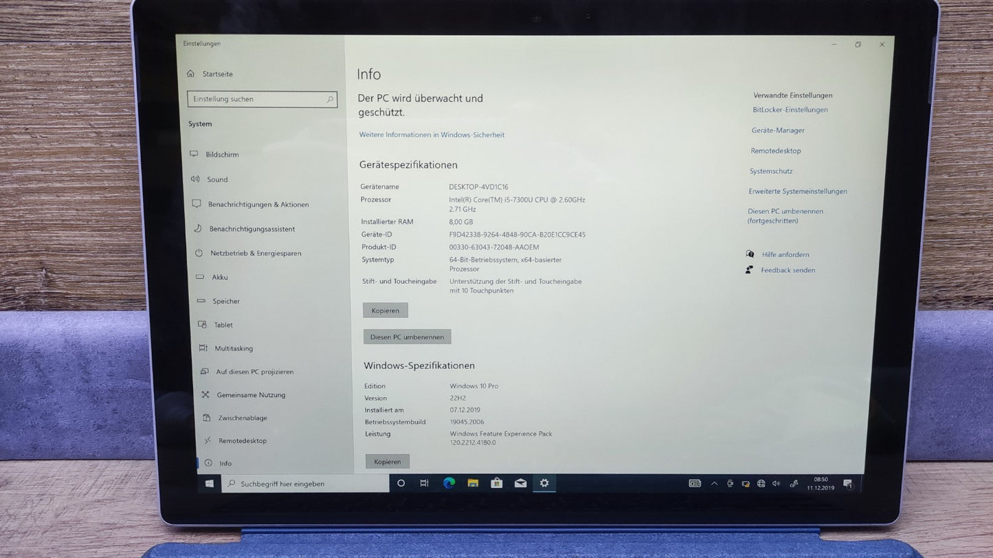 Microsoft Surface Pro 5 Windows Tablet 2736x1824 i5-7300U 8GB 256GB LTE M1807