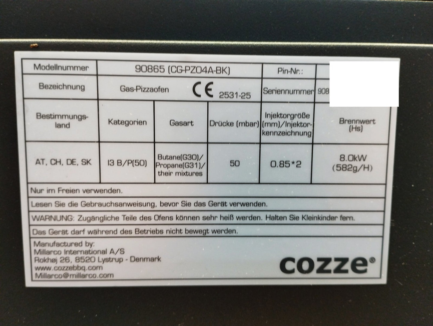 Cozze CLASSIC 17" Gas-Pizzaofen 90865, I39465