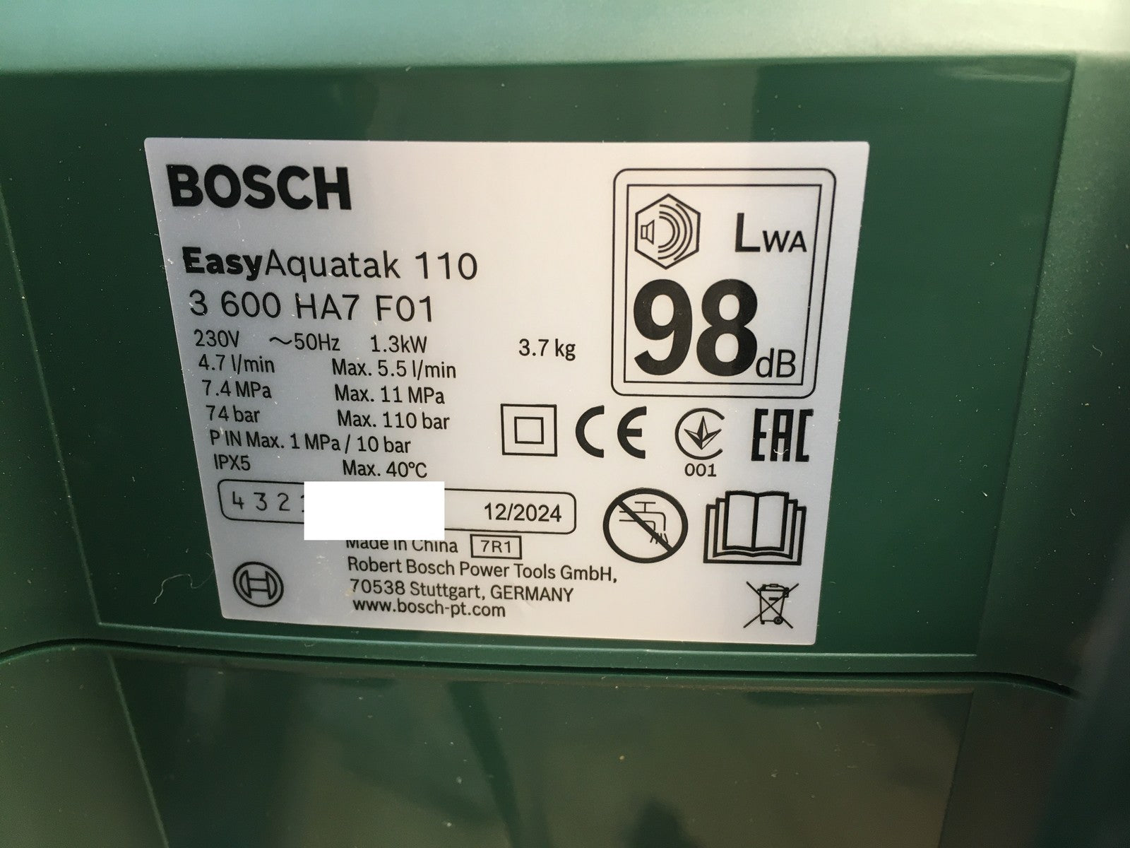 Bosch DIY EasyAquatak 110 Hochdruckreiniger, I38173