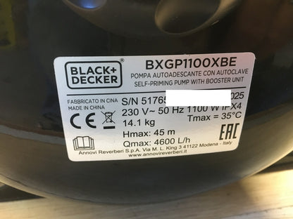 BLACK+DECKER BXGP1100XBE Selbstansaugende Pumpe, 1100 W, 4.600 l/h, I40568