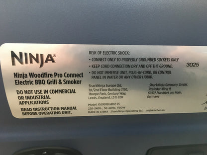 Ninja Woodfire Pro Connect XL Elektrischer BBQ Smoker Grill OG901EUAMZ, I39450
