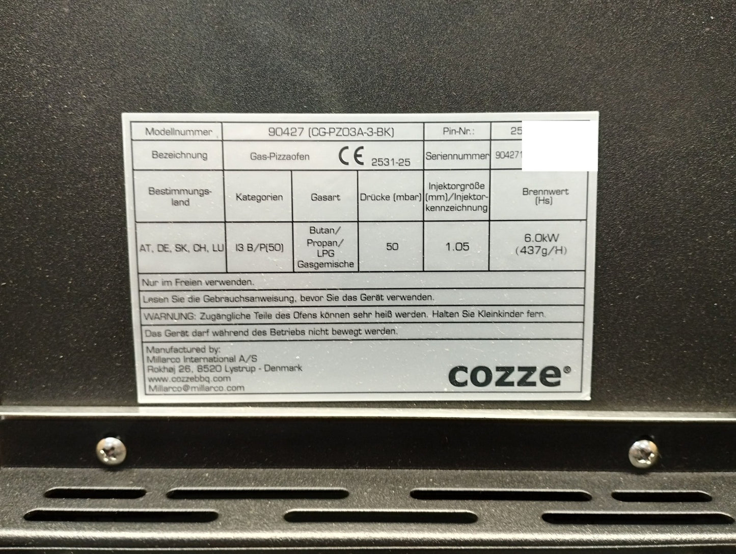 cozze 17" Pizzaofen mit rotierendem Pizzastein ‎90427, 6,0 kW Gasofen, I39567
