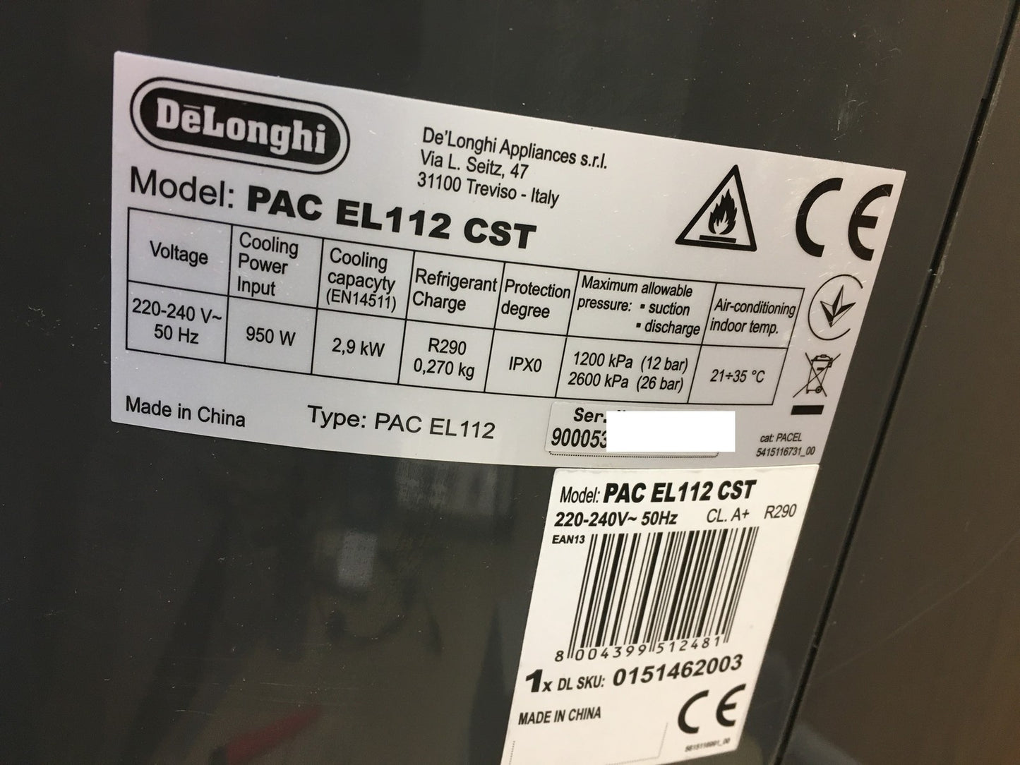 DeLonghi Pinguino PAC EL112 CST Klimaanlage 11.000 BTU/h EEK: A+, I39253