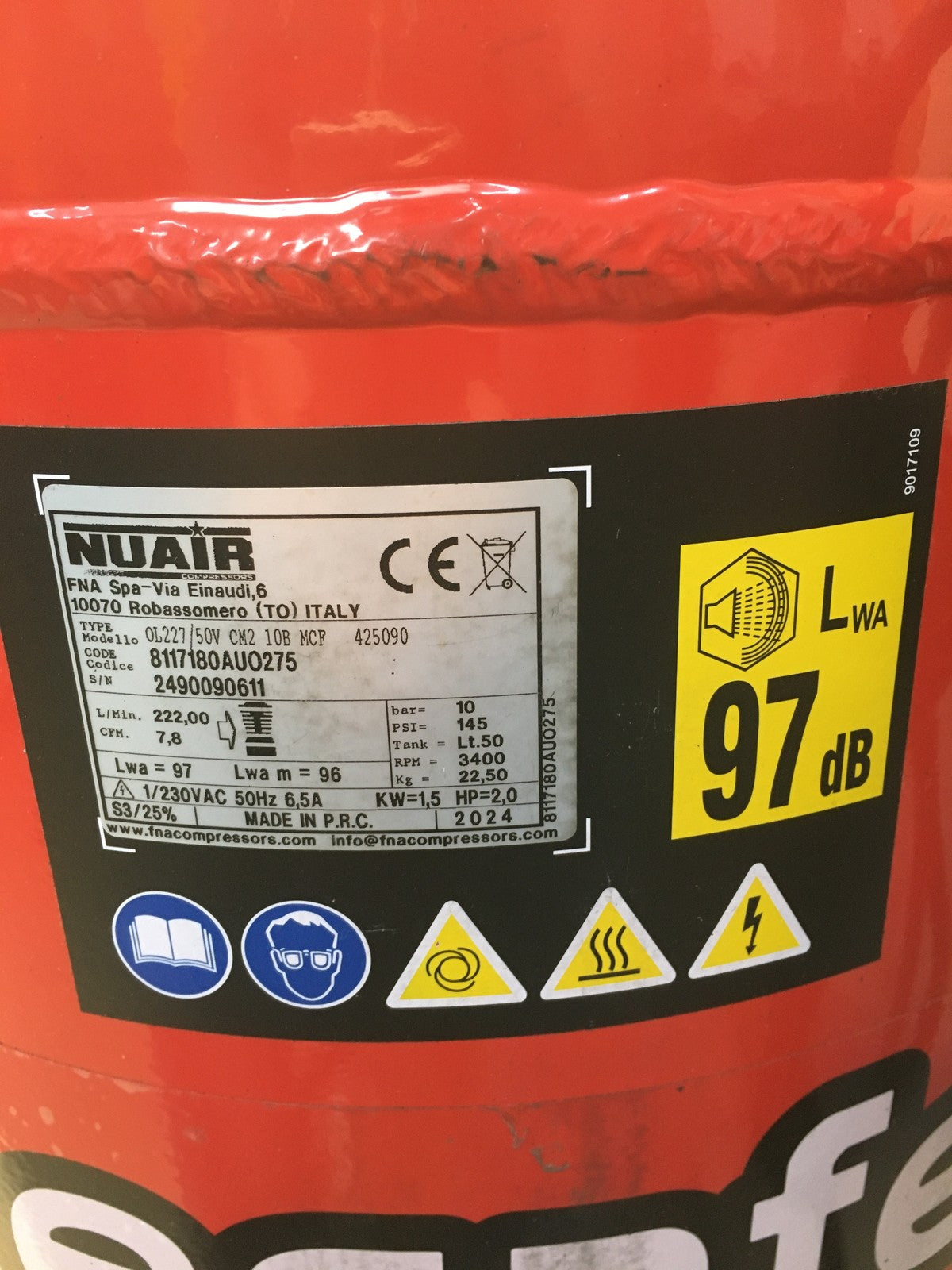 Mecafer 425090 Mobiler Kompressor 50L 2 kW 10 bar I38682