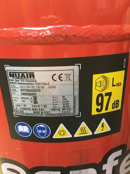 Mecafer 425090 Mobiler Kompressor 50L 2 kW 10 bar I38682