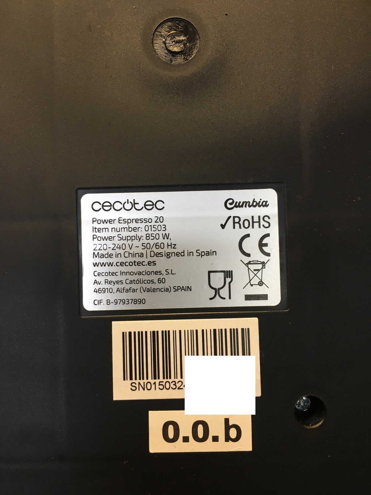 Cecotec 01503 Espressomaschine Cumbia Power Espresso 20, I36062