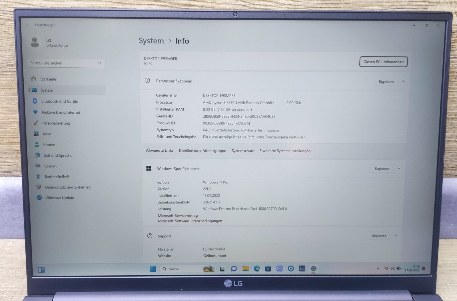 LG UltraPC 16U70R-G Notebook 16" 1920x1200 AMD Ryzen 5 7530U 8GB 512GB WiFi