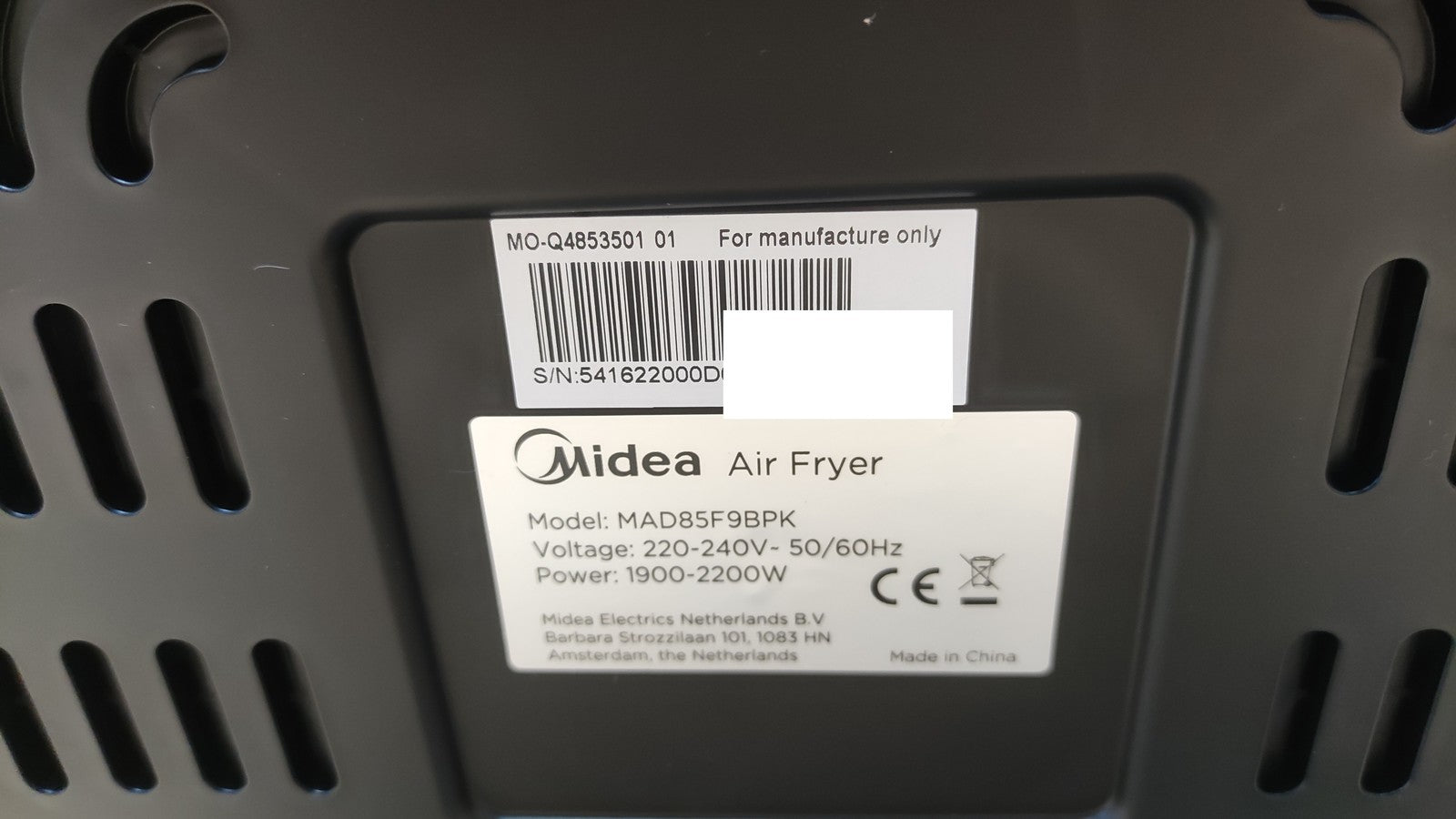 Midea MAD85F9BPK Heißluftfritteuse XXL AirFryer 8.5L, I39647