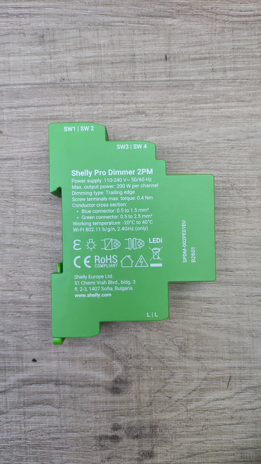 Shelly Pro Dimmer 2PM 2-Kanal-DIN-Hutschienen-Smart-Dimmer, I39678