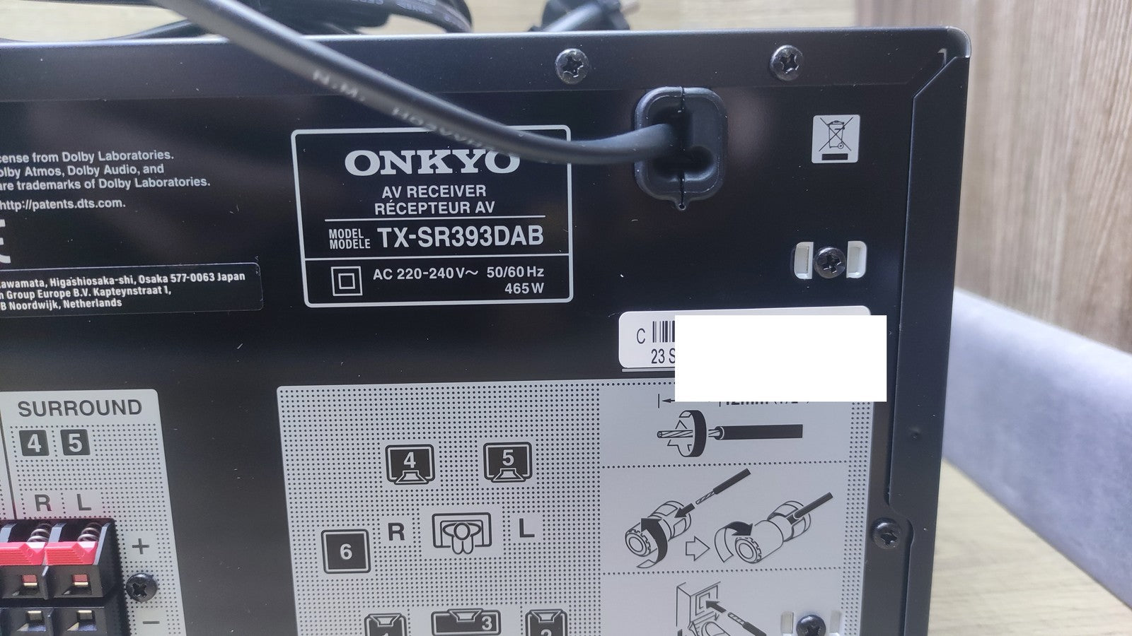 Onkyo TX-SR393DAB AV-Receiver (schwarz), I37674