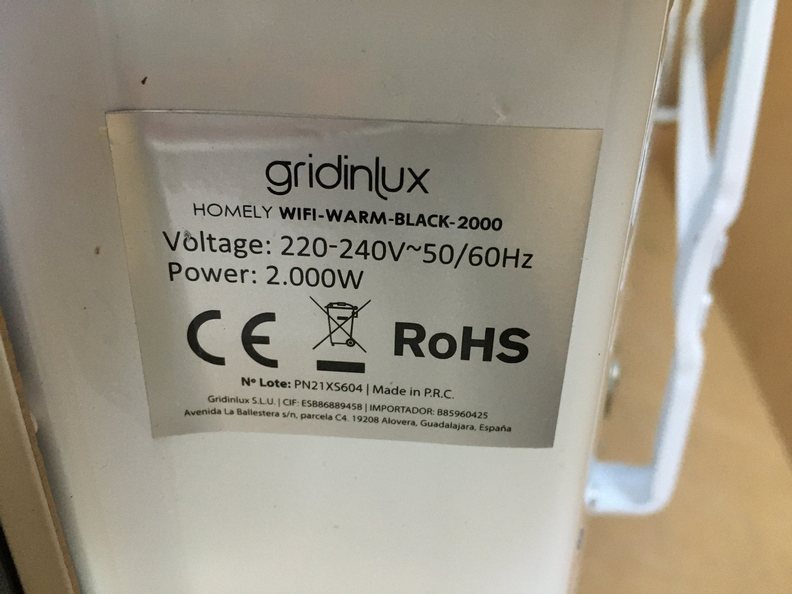 Gridinlux Homely Wifi Warm Radiador 2000W Negro, I12872