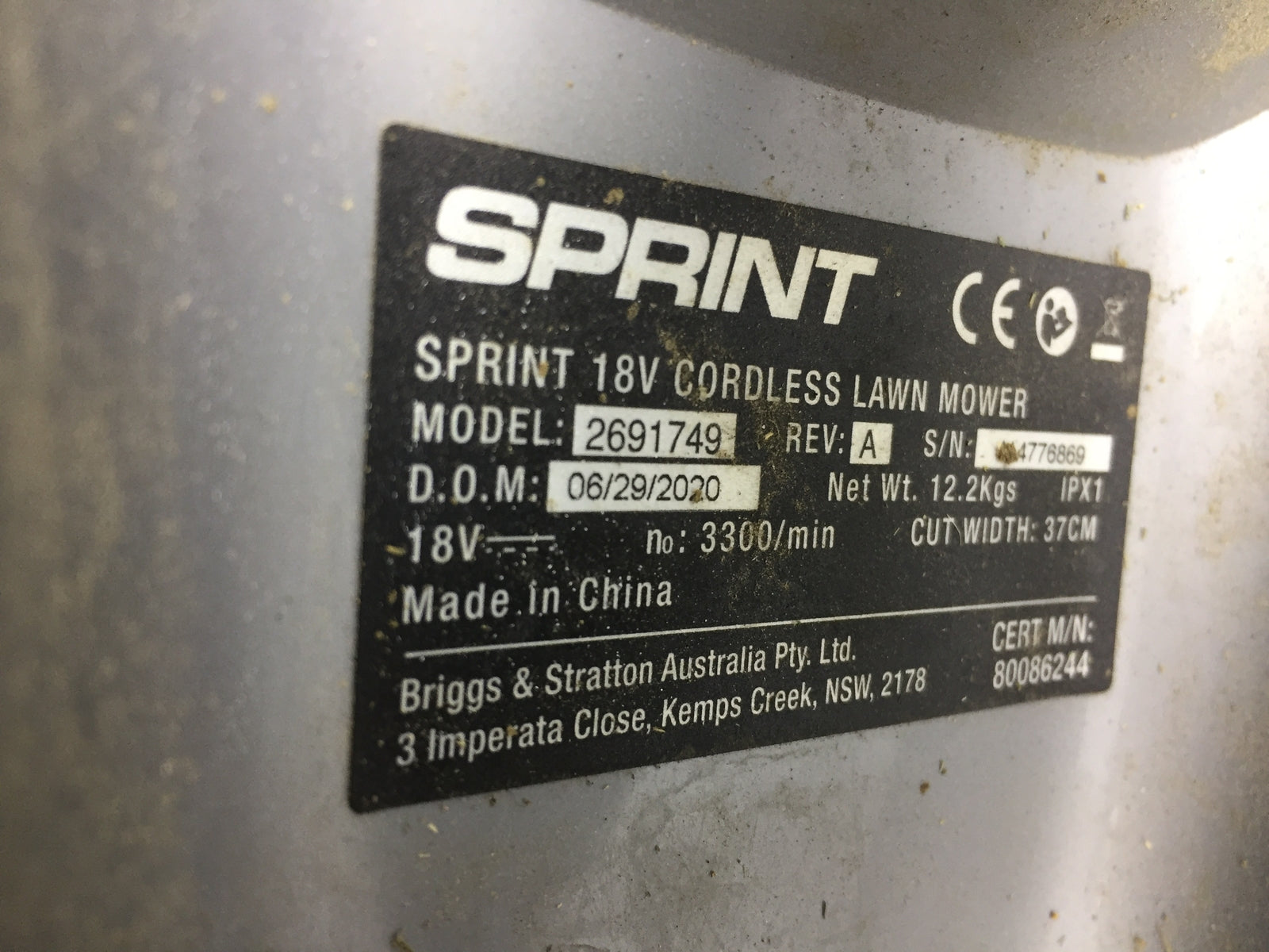 SPRINT18V Akku-Rasenmäher 2691749, 37cm Schnittbreite, I15001