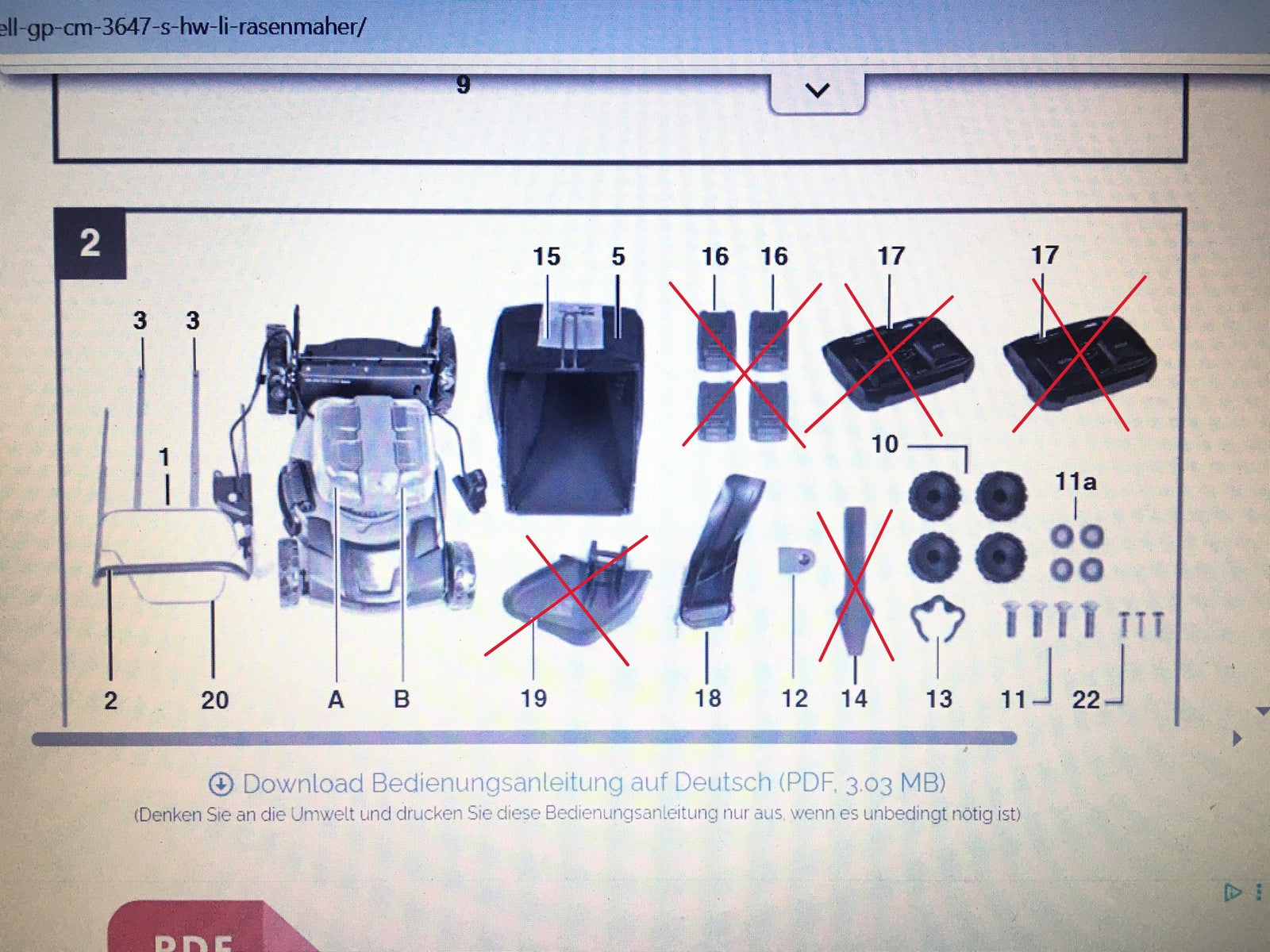 Einhell GP-CM 36/47 S HW Li Akku-Rasenmäher 3413201 SOLO, I39999