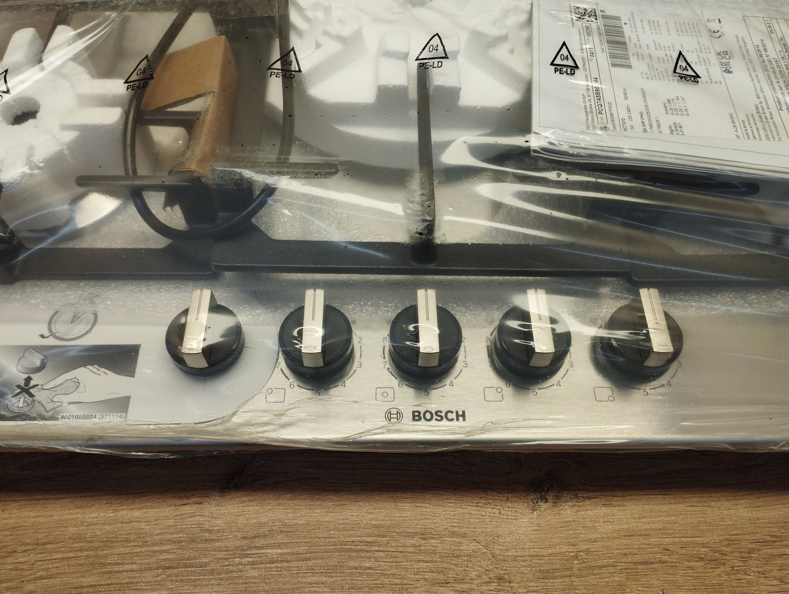 Bosch Gaskochfeld PCQ7A5B90 Series 6, Gas Hob, 75 cm, Edelstahl, I39438