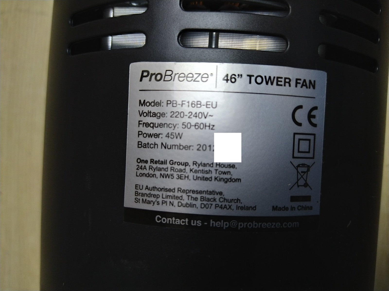 Pro Breeze Premium Design Turmventilator PB-F16B-EU mit Fernbedienung, I35083