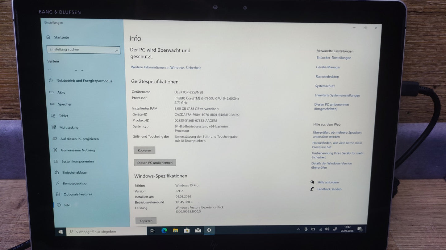HP Elite X2 1012 G2 Tablet 2-in-1 Touch 12.3" 2736x1824 i5-7300U 8GB 256GB WiFi