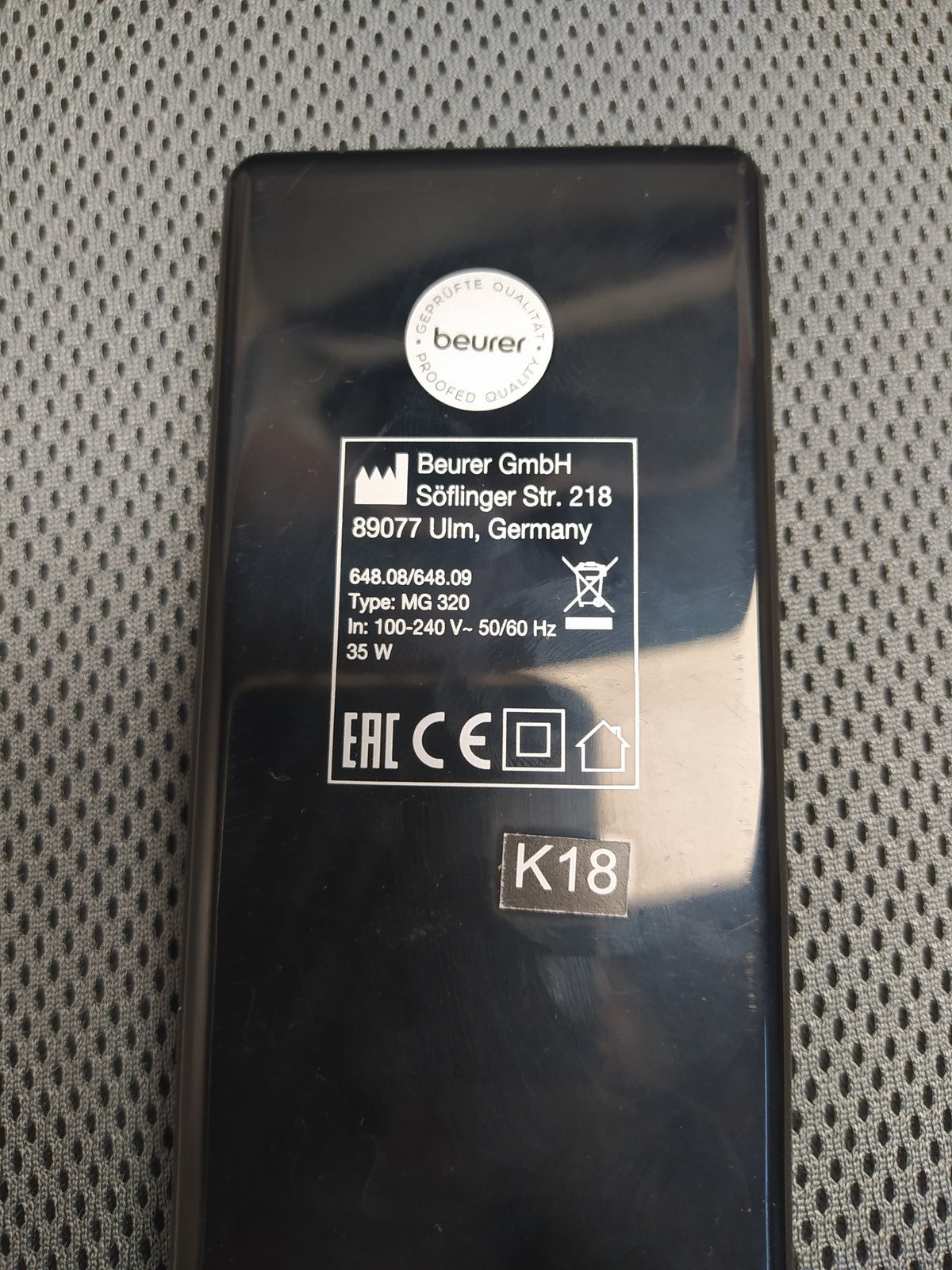 Beurer MG 320 Massagesitzauflage, für Rücken, Nacken, Oberschenkel, I37617