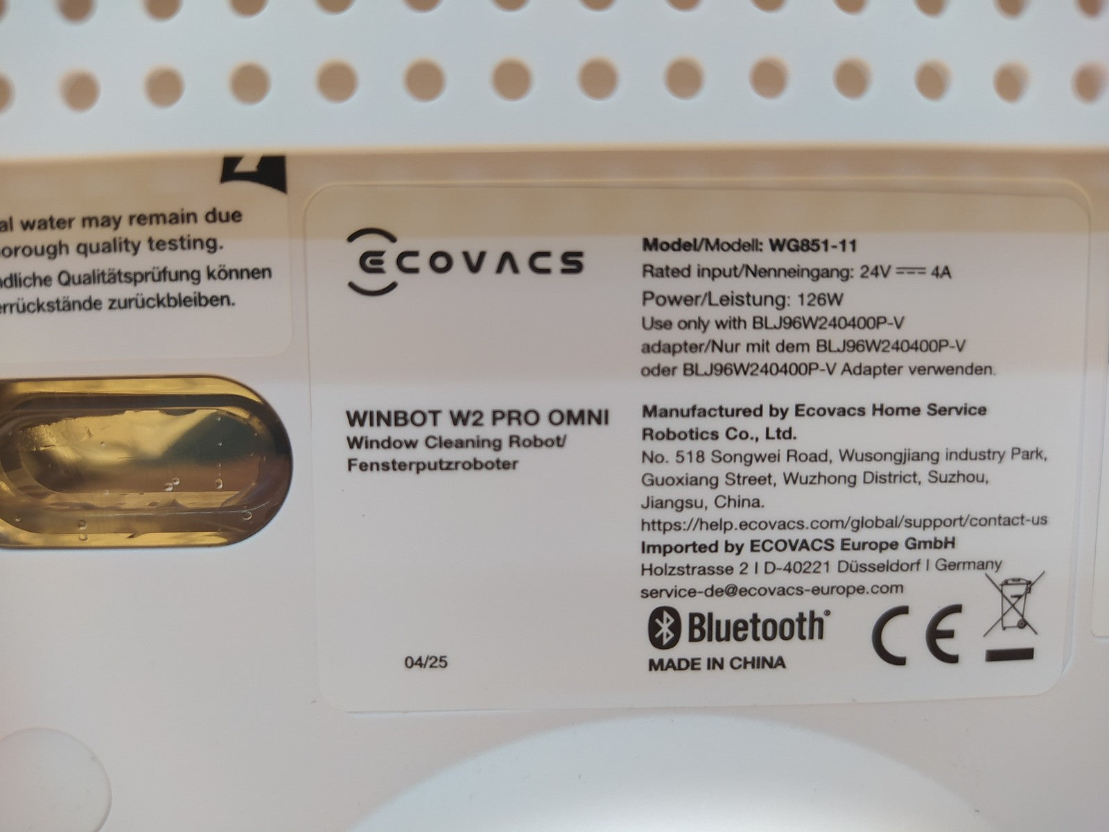 Ecovacs WINBOT W2 PRO OMNI Fensterreiniger MG851-11, weiß, I39309