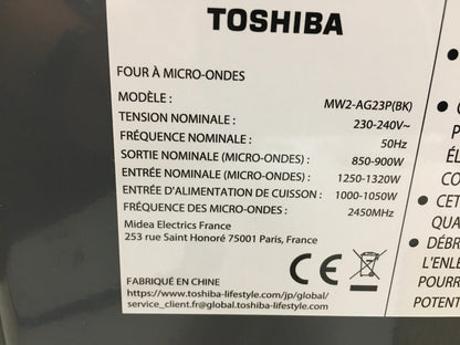 Toshiba MW2-AG23P(BK) Mikrowelle mit Grill, 900 W, 23 L, Grill 1050 W, I39524