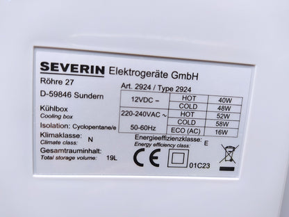 SEVERIN KB 2924 Elektrische Kühlbox (19 L) mit Kühl-/Warmhaltefunktion, I37671