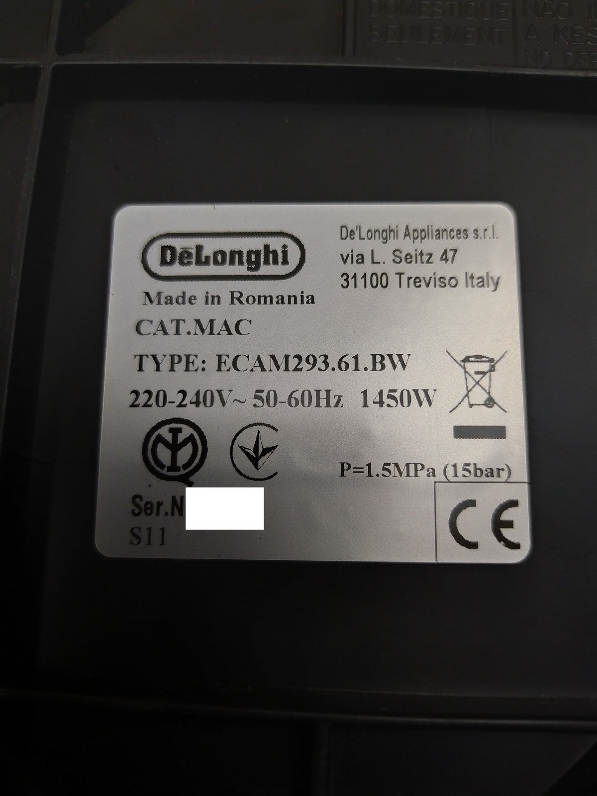 DeLonghi ECAM293.61.BW Kaffeevollautomat, I37707