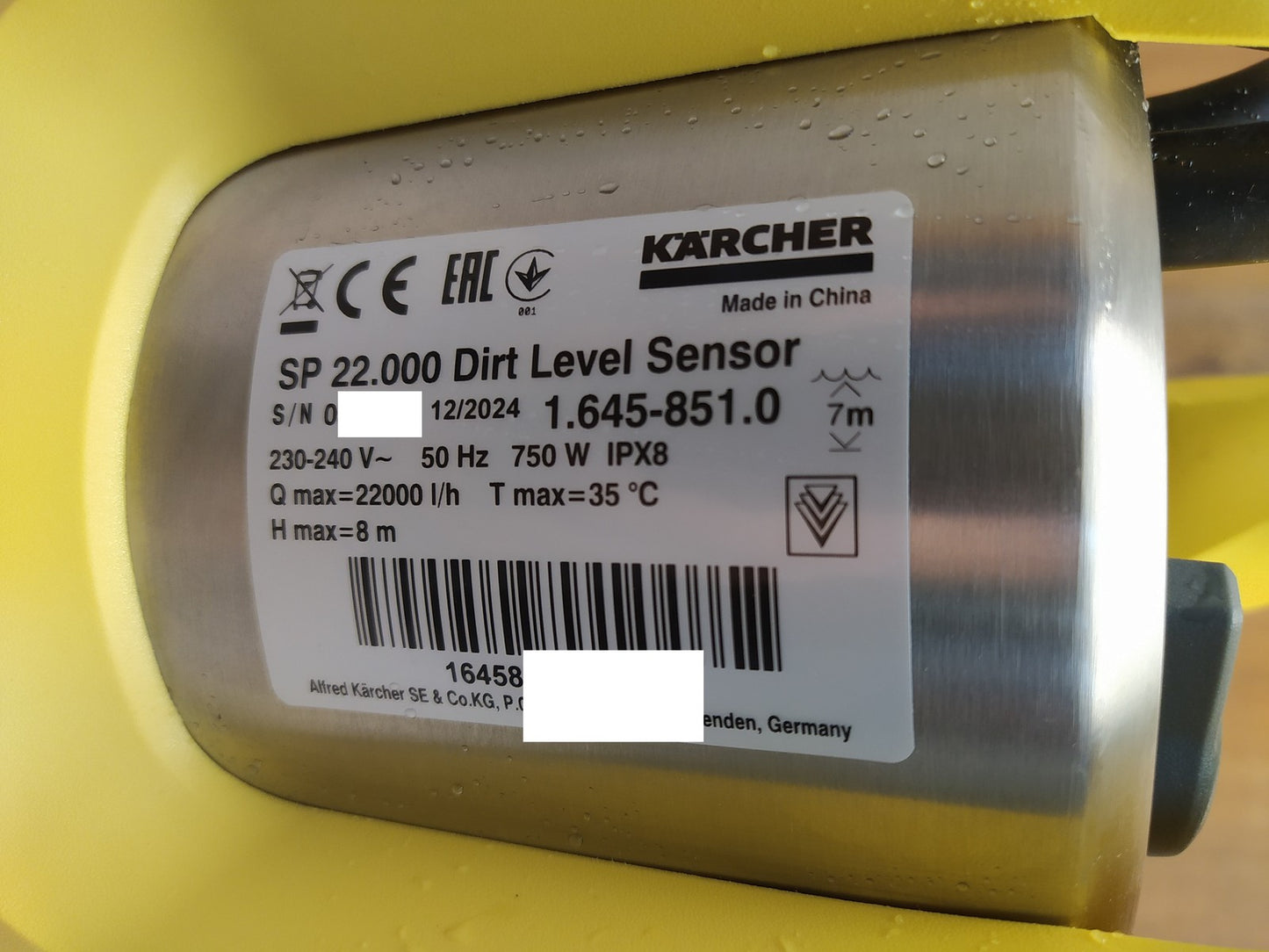 Kärcher SP 22.000 Dirt Level Sensor Schmutzwasser-Tauchpumpe 1.645-851.0, I38329