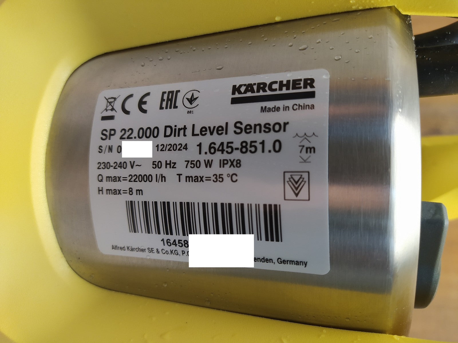 Kärcher SP 22.000 Dirt Level Sensor Schmutzwasser-Tauchpumpe 1.645-851.0, I38329