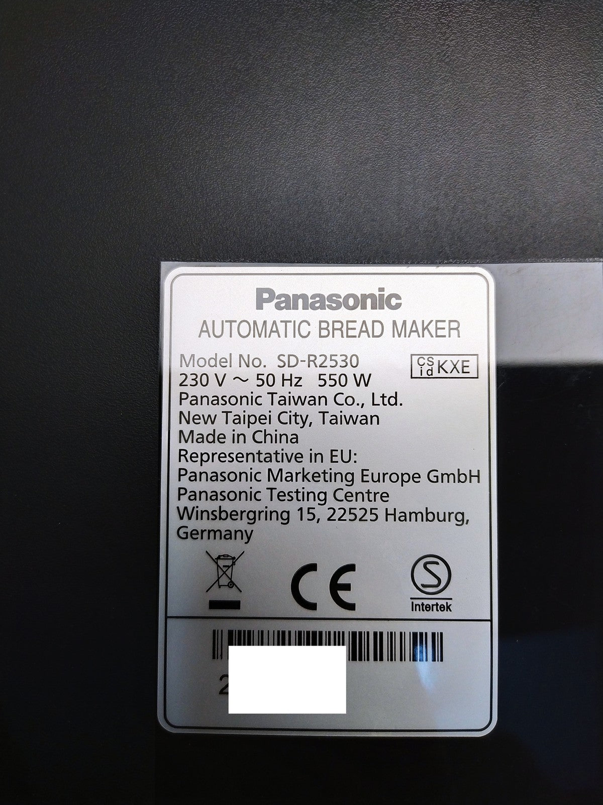 Panasonic SD-R2530 Automatischer Brotbackautomat, I36342