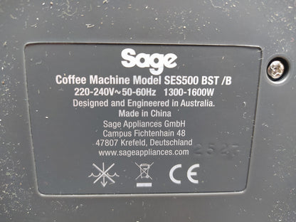Sage SES500 BST Kompakte Kaffeemaschine mit Milchaufschäumer, I37619
