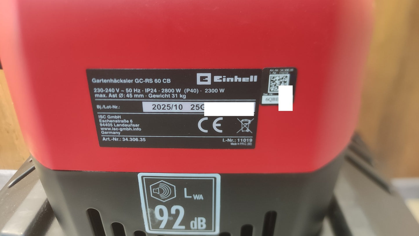 Einhell GC-RS 60 CB Elektro-Häcksler Walzenhäcksler 2300W (3430635), I38453